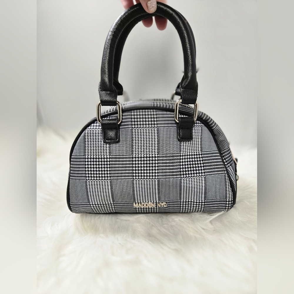 Madden NYC Elegant Black and White Checkered Satchel